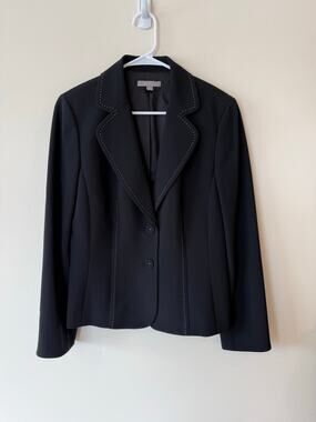 Ann Taylor Blazer Suit Jacket Women's Size 8 Black Notch Lapel Single Breasted